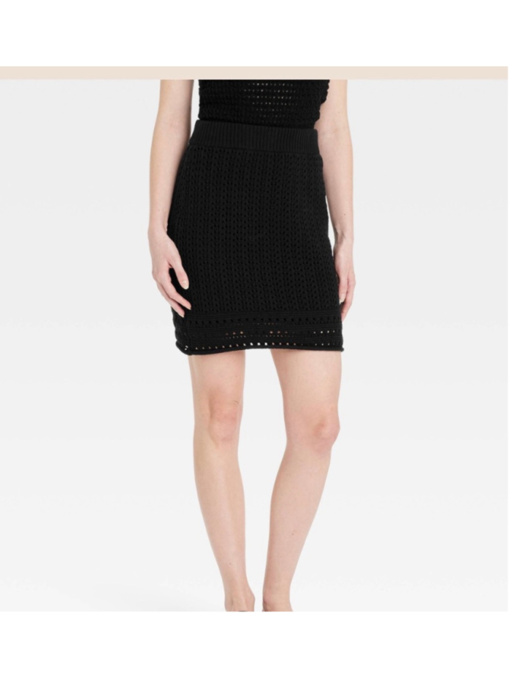 Universal Thread Black Crochet Knit Mini Skirt